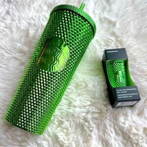 STARBUCKS CHRISTMAS SET Metallic Green Ornament Tumbler Venti Iced HOLIDAY SET